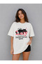 Cat Themed Printed Oversize 100% Cotton Premium T-Shirt - 2