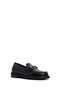 Women's Black Buckle Leather Masculine Loafer Af140002Da - 7