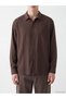 Brown Standard Fit Linen-Look Men's Shirt - 3