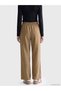 Özmarka New Season Beige Wide Leg Women's Trousers with Elastic Waist - 4