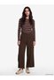 Vizyon New Season Brown Textured Women's Trousers with Elastic Waist
