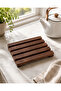 15X15 cm Wooden Coaster Walnut Color Water-Based Varnished Serrated Design Kitchen Coaster - 3