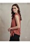 Women's Side Tie Sleeveless Shirt Collar Blouse - 2