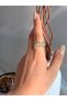 Women's Steel B Letter Zircon Stone Ring |   Golden Color