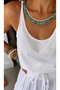 Green and White Gold Beaded 3-Piece Look Multiple Necklace
