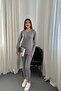Women's Gray Bottom - Top Set Thermal Bottom Top Set Long Sleeve Crew Neck Plain Tight Leg - 2