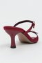 Calista Burgundy Satin Buckle Detail Pointed Toe Women's Heeled Slippers - 8