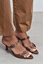 Calista Brown Satin Buckle Detail Pointed Toe Women's Heeled Slippers - 7