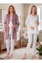 New Season Dusty Rose Velvet Robe Winter Long Sleeve Special Design Breastfeeding Friendly Maternity Robe Pajama Set - 5