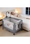 (gg59)Multifunctional Foldable Baby Travel Crib Beside Sleeper Bed Infant Playpen with Hanging Toy, Storage Pocket & Wheels Portable Newborn Cot - 5