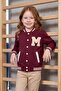 Embroidered Stand Collar College Unisex Kids Jacket