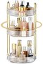Makeup cosmetics organizer, 360-degree rotatable, 3 levels, multifunctional makeup storage system for dressing table, bathroom, bedroom, transparent