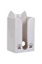 Creative wall-mounted, drill-free toilet paper holder, cat face design, paper roll storage box - white
