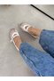 White Mesh (Zaylee) Buckle Detail Women's Ballerinas - 5