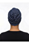 Cotton Crinkled Navy Blue Draped Front with Agraf Detail Stylish and Comfortable Hijab Bonnet - 5