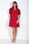 Women's Double-Breasted Collar Self-Tied Double Crepe Short Jacket Dress - 3