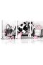 30x40 cm 3 Panel Gallery Wrapped Canvas | Fashion Cow Wall Art | Pink Black Elegance Decor