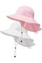Children's sun hat, a summer beach essential for kids, adjustable wide-brimmed beach hat, suitable for boys and girls aged 2-6 - white and pink.