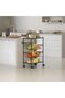 Heavy Duty 4-Tier Rolling Cart, 110 Lbs Capacity Multi-Purpose Kitchen Utility Cart with Lockable Wheels & Handle Bar, Commercial-Grade Wire Storage Cart for Kitchen, Garage, Restaurant - 6