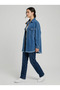 Women's Blue Oversize Tassel Detailed Denim Jacket Shirt Denim Street Style - 5
