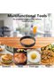 A set of 5 silicone-handled egg rings, made of stainless steel, perfect for making muffins, crepes, and breakfast items. (7.4cm, 8.9cm, 15cm, 20cm) - 3