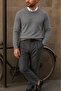 Men's Crew Neck Slim Fit Anthracite Sweater - 2