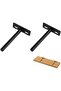 2-pack sturdy concealed floating shelf brackets, 10cm round 5-inch wall-mounted support brackets (black)