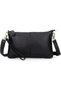 Women's genuine leather wristband wallet, small crossbody bag, mobile phone crossbody bag, with adjustable shoulder strap (black)