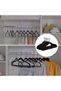 Clothes hangers, suitable for wardrobes, non-slip flocked clothes hangers, household non-marking clothes hangers, black, 20-pack. - 4