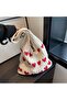 Women's summer beach handbag, heart-shaped knitted openwork crocheted shoulder bag, bohemian style shoulder bag - beige - 2