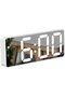 White Alarm Clock Bedside Table Mirror Function LED Display Digital Clock Temperature Date Calendar Sleep Mode Voice Control Dimmable