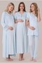 Women's Blue Lace Breastfeeding Detailed Maternity Pajama Nightgown Set