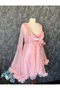 Pink Lace Detailed 2-Piece Satin Dressing Gown Set (Boxed) - 3