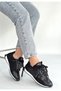 Reat Black Leather Lace-Up Parachute Detailed Sports Shoes