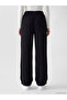 Xside Black Elastic Waist Linen Look Women's Trousers - 4