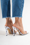 Women's White Polka Dot Detailed Pointed Toe Thin Heeled Transparent Strap Slippers Sona - 7
