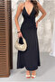 Backless Cross-Strapped Tencel Fabric Long Dress - 3