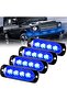 Strobe emergency warning light, flashing hazard warning light, 4 blue LEDs for vehicles, trucks, trailers, 12-24V (4-pack)