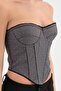 Women's Corset with Covered Bust Part and Stone Detailing - 6