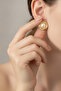 Yellow Twisted Frame Pearl-Look Stylish Bijouterie Earrings for Women - 4