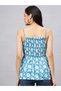 Women Cotton Printed Smocked Strappy Peplum Top - 4
