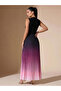 Black Ombre Pleated A-Line Maxi Dress - 2