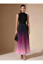 Black Ombre Pleated A-Line Maxi Dress - 4