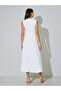 White Casual A-Line Midi Dress - 5