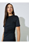 Black Solid Ruched T-Shirt and Leggings Set - 2