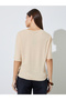 Beige Short Sleeves Side Slit Regular T-Shirt - 5