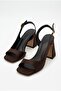 Women's Suede Designer Asymmetrical Strapped Square-Toe Thick-Heeled Shoes - 4