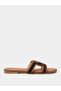 Brown H-Strap Flat Sandals