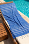 100% Cotton Striped Patterned Beach Towel Bath Sauna Sea Towel Peshtemal 05 Blue - 4