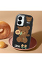 Vivo Y16 Compatible Case Camera Protector Black Silicone Couple Phone Case Bear Patterned - 2